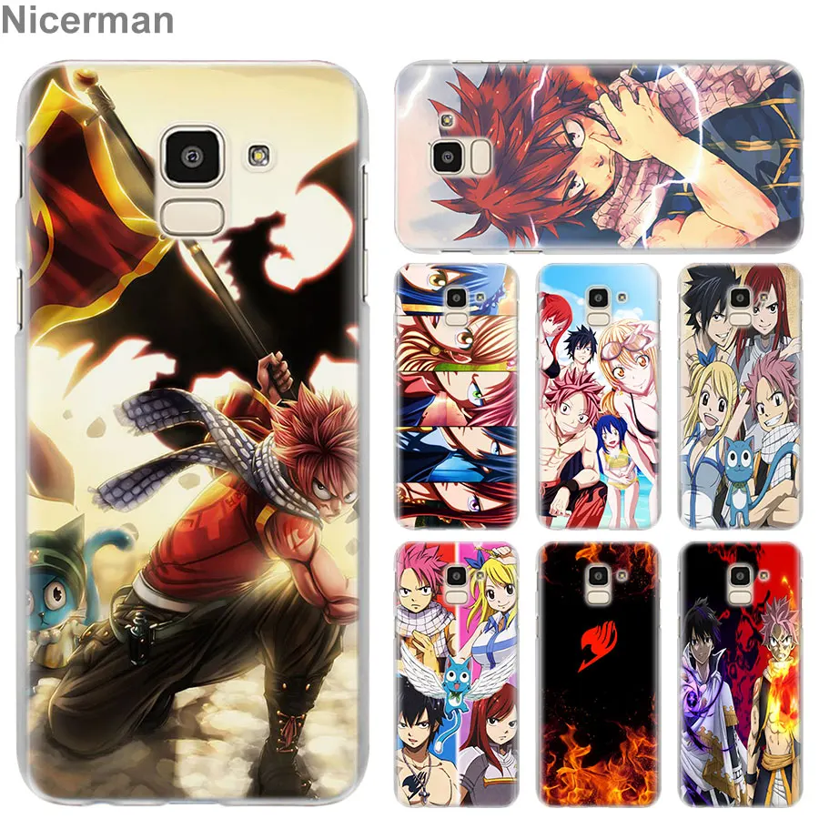 

Fairy Tail Natsu Logo Phone Cases for Samsung Galaxy J4 J6 Plus J3 J7 J8 2018 C2 Core J5 J7 Prime hard PC case Coque