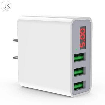 

Universal 3 USB Smartphone Charger 5V 3A Current Voltage Display Chargers for iPhone for Samsung for Xiaomi for Huawei Phone