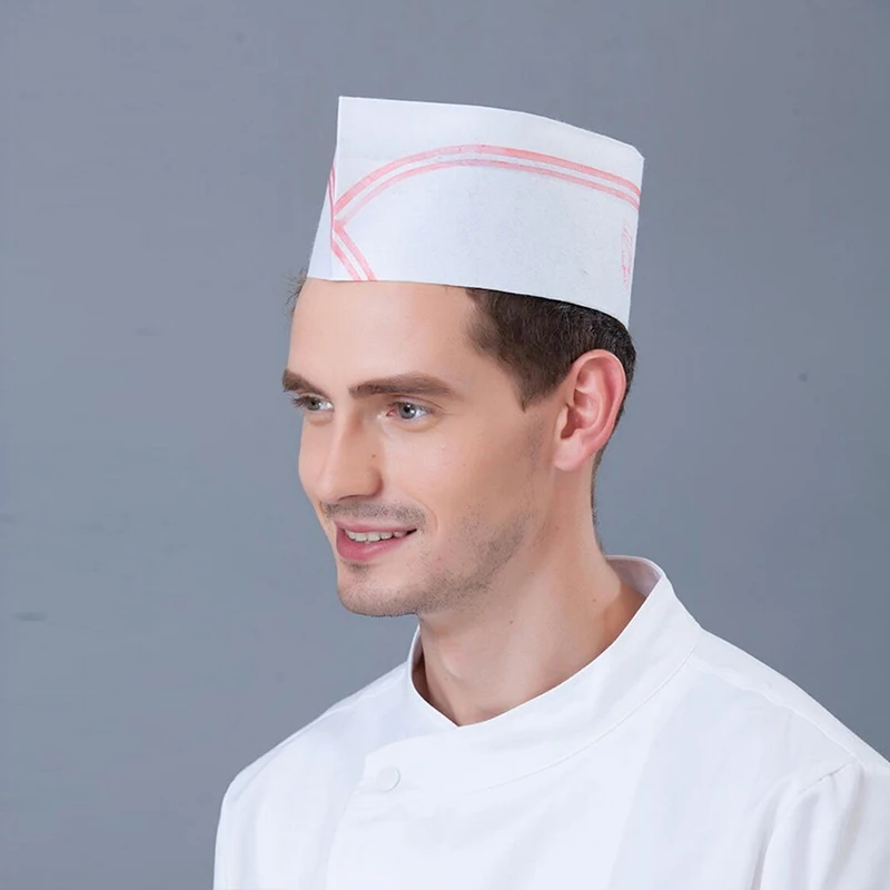 10 Pcs cappello da Cuoco cap fibra di carta usa e getta non tessuto cap  cappello rosso in bianco e nero di alta cappello hotel ristorante cappello  da cuoco - AliExpress Novelty