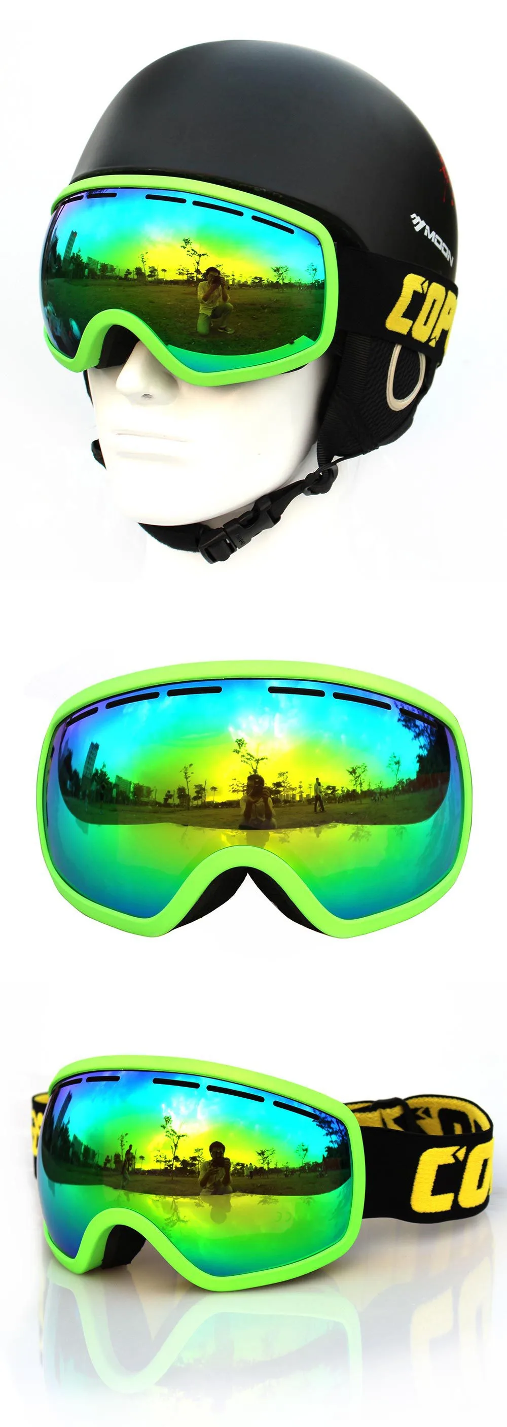 COPOZZ брендовые лыжные очки UVA/UVB защитные очки Анти-туман большая маска стекло es катание на лыжах очки для мужчин женщин снежные лыжные очки