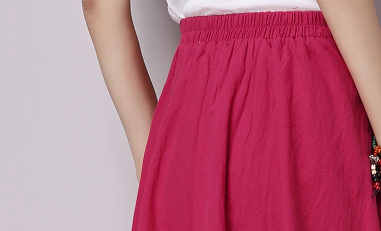 MSSNNG Vintage Summer Bust skirt Women Linen Skirts All-match Casual Pleated Solid Color skirts Fashion Women's clothing  (14)
