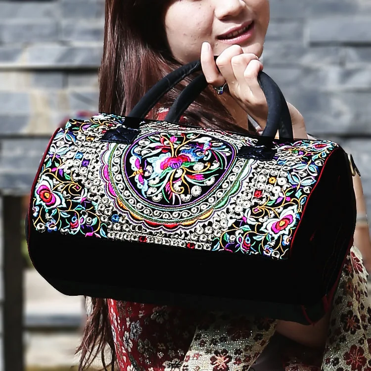 fashion casual Chinese national style retro floral embroidery canvas bag women handbag women 