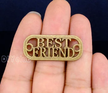 

30pcs-Antique Bronze Best Friend Connector Charms, Jewelry Making 35x16mm