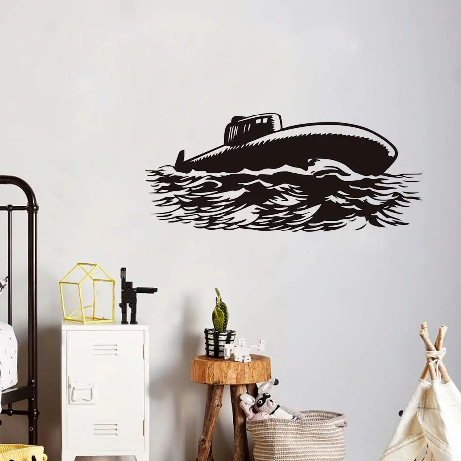 

Large Navy Military Submarine Silhouette Wall Stickers Living Room Removable Vinyl Wall Decals Adhesive Home Decor