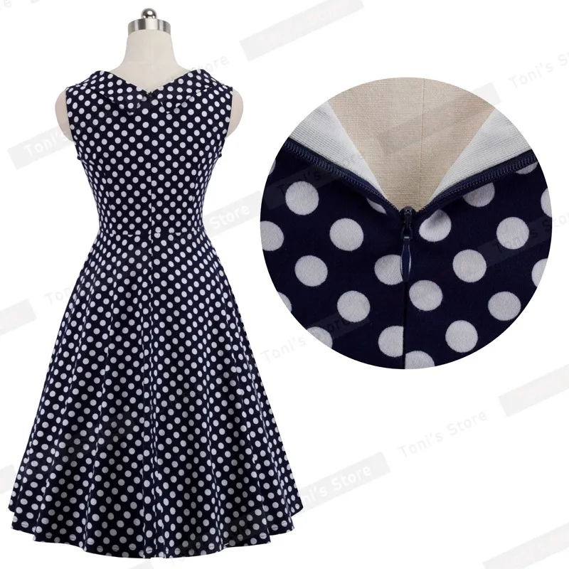 Nice-forever Retro Polka Dot Patchwork Dresses Pin