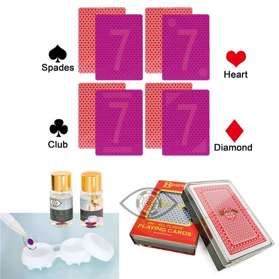 

Invisible Poker Bosswin Playing Cards Plastic Poker Perspective Marked Cards Poker Cheat UV Contact Lenses Magic Poker Tricks