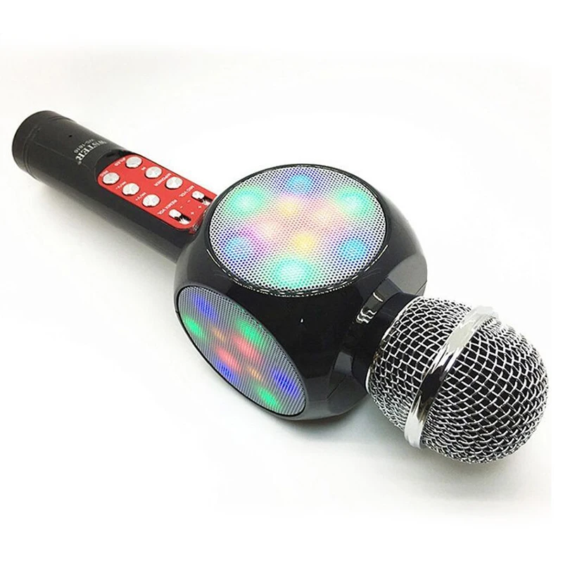 Топ беспроводной Bluetooth динамик KTV мини домашний Микрофон Модный светодиодный светильник-вспышка ручной микрофон для мобильного телефона музыка