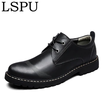 

High Quality Genuine Leather Men Martin Shoes Lace Up Breathable Casual Leather Shoes Fashion Vintage Male Work Shoes Size 38-44