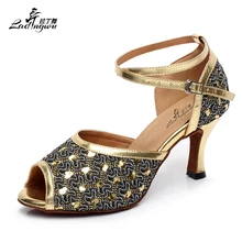Ladingwu/женские туфли из искусственной кожи на высоком каблуке; туфли для латинских танцев; цвет золотой, серебряный; Бальный Танец Сальса; Размеры 35-44
