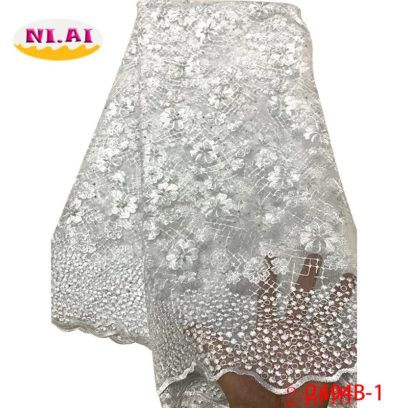 

White African Lace Fabric 2019 High Quality Lace Wholesale French Mesh Lace Nigerian Lace Fabrics For Wedding Dress XY2494B-1