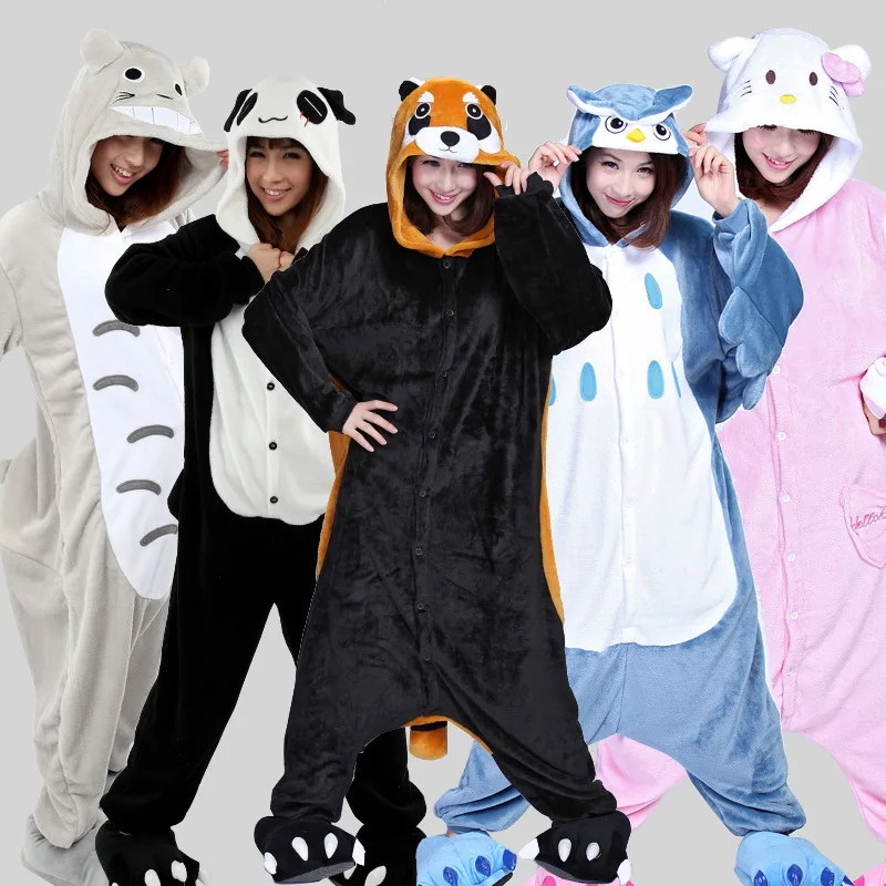 

Women Pajamas Sets Winter Warm Flannel Cute Animal Pajamas Women Cosplay Panda Sleepwear Long Sleeve Unisex Onesie Overalls