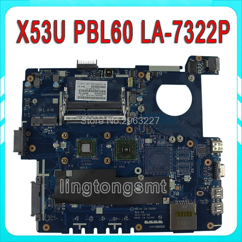 Tanie X53U laptopa płyty głównej płyta główna w PBL60 LA 7322P dla ASUS K53U X53U X53B K53B X53BY X53BR K53B płyty głównej płyta główna C50 C60