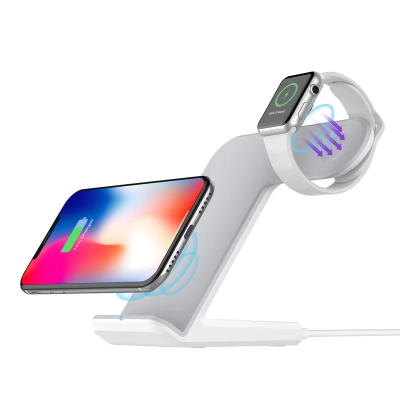 Беспроводное зарядное устройство Qi 10 Вт для iPhone X XS 8 Plus 2 в 1 держатель быстрой
