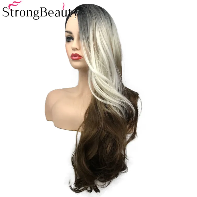 2085 long natural wave wigs white brown ombre women wig (2)