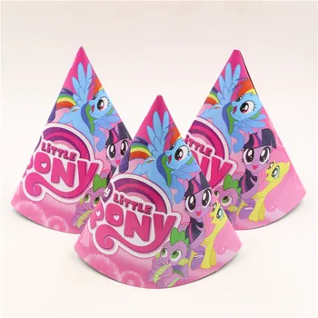 6pc/lot My Little Pony Talented Cartoon Theme Kids Party Paper Cap/Hat Birthday /Baby Shower/Children's Day/Festival Supplies