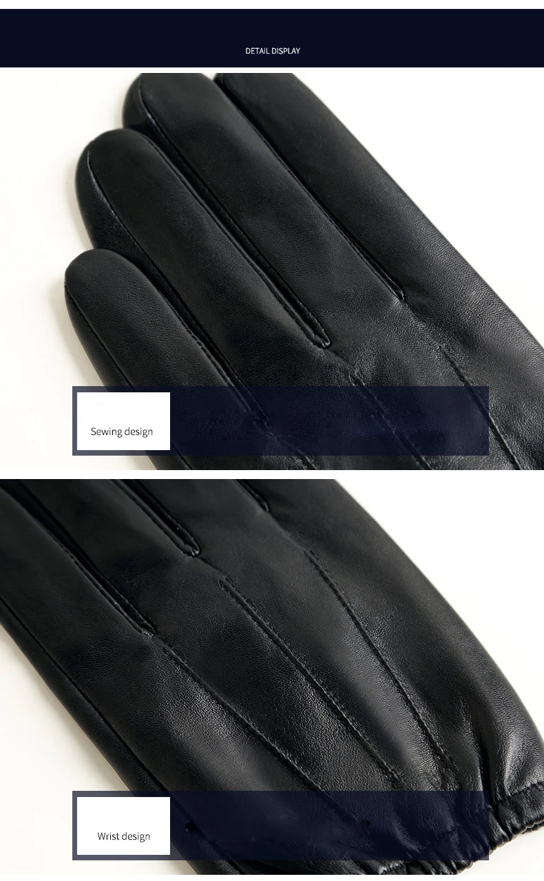 Genuine Leather Gloves Male Sheepskin Gloves Thin Short Style Spring Autumn Touch Screen Driving Man's Mittens MLZ101