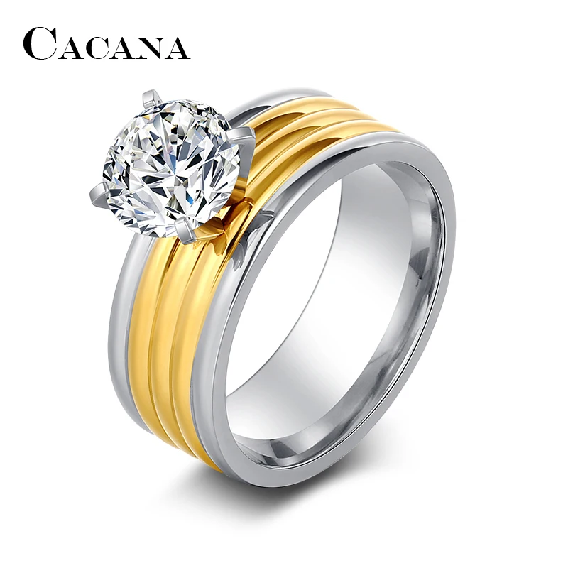 CACANA Stainless Steel Rings For Women Personalized Custom Fashion Jewelry Wholesale NO.R111