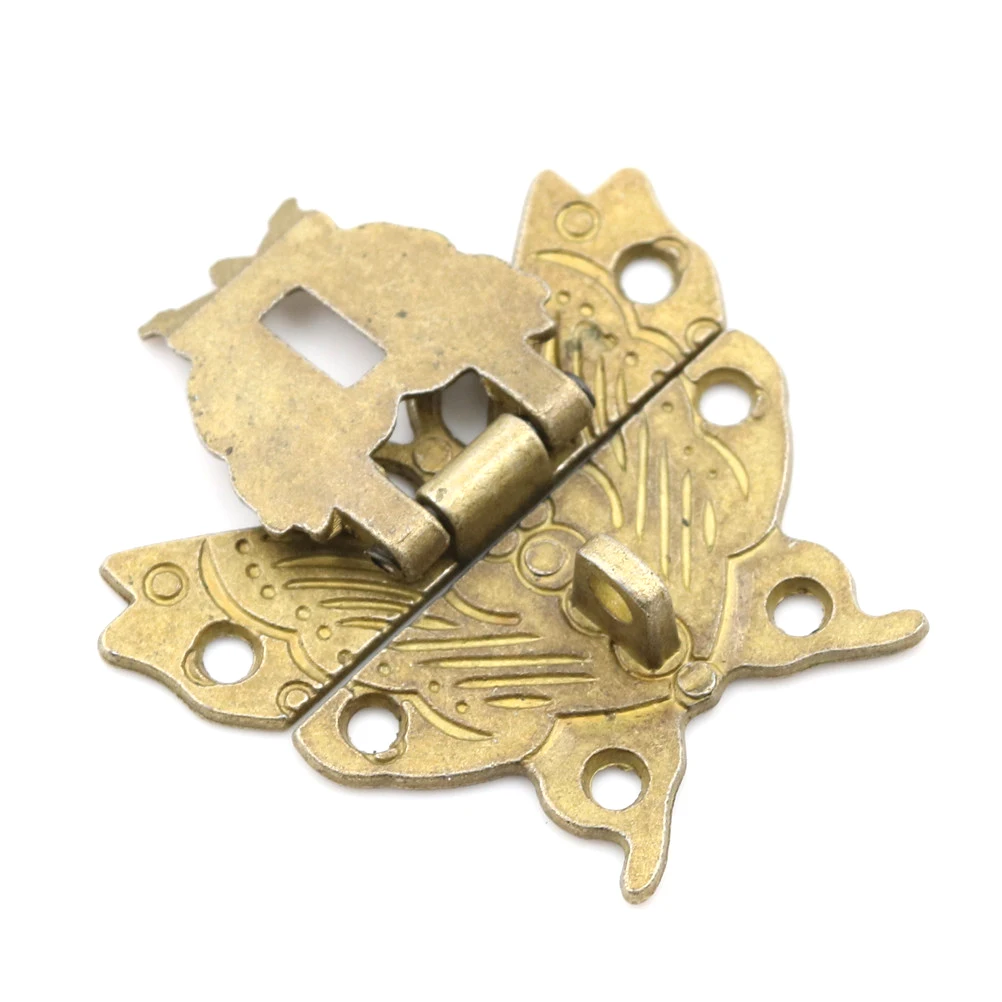 

Zinc Alloy Butterfly Buckle Hasp Hasp Wooden Wine Box With Lock Buckle Antique Padlock Hardware 50mm*43mm