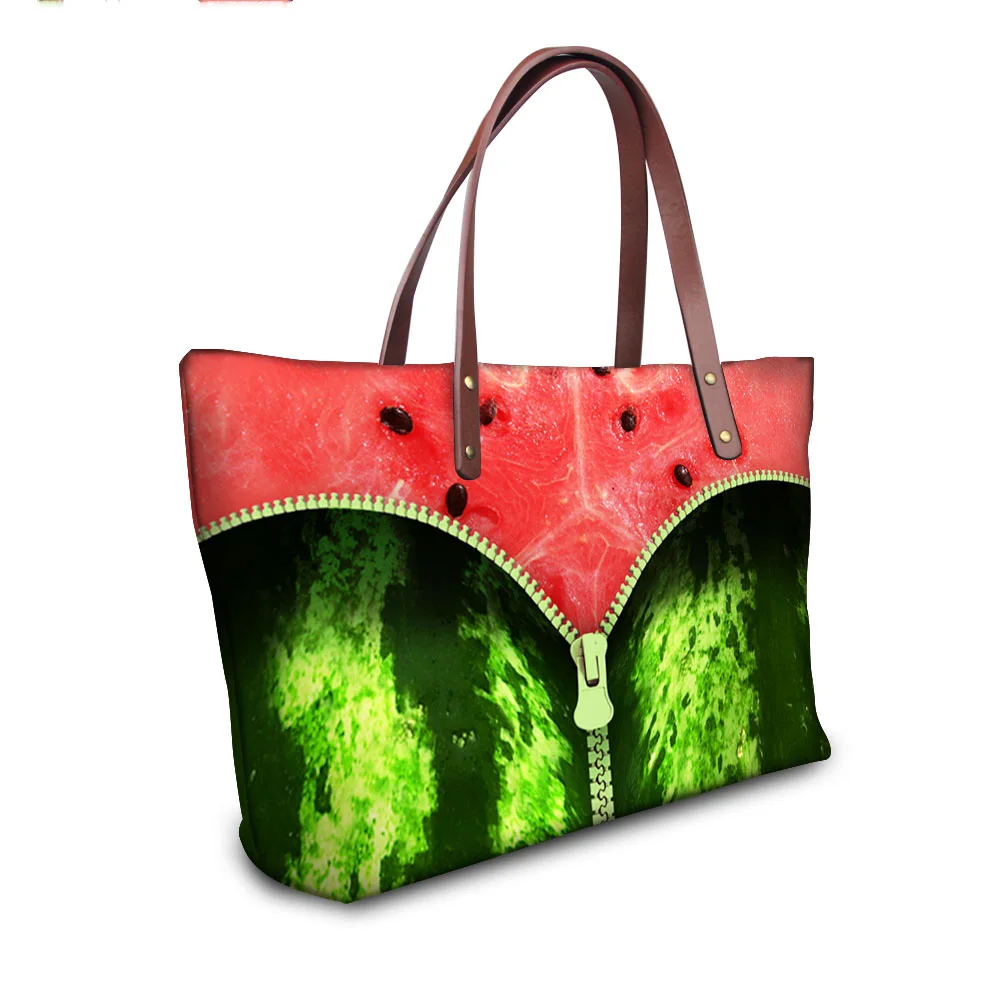 

High Quality Women Handbag 3D Fruits Watermelon Printing Ladies Top Handle Bags,Large Capacity College Girls Satchels for Travel