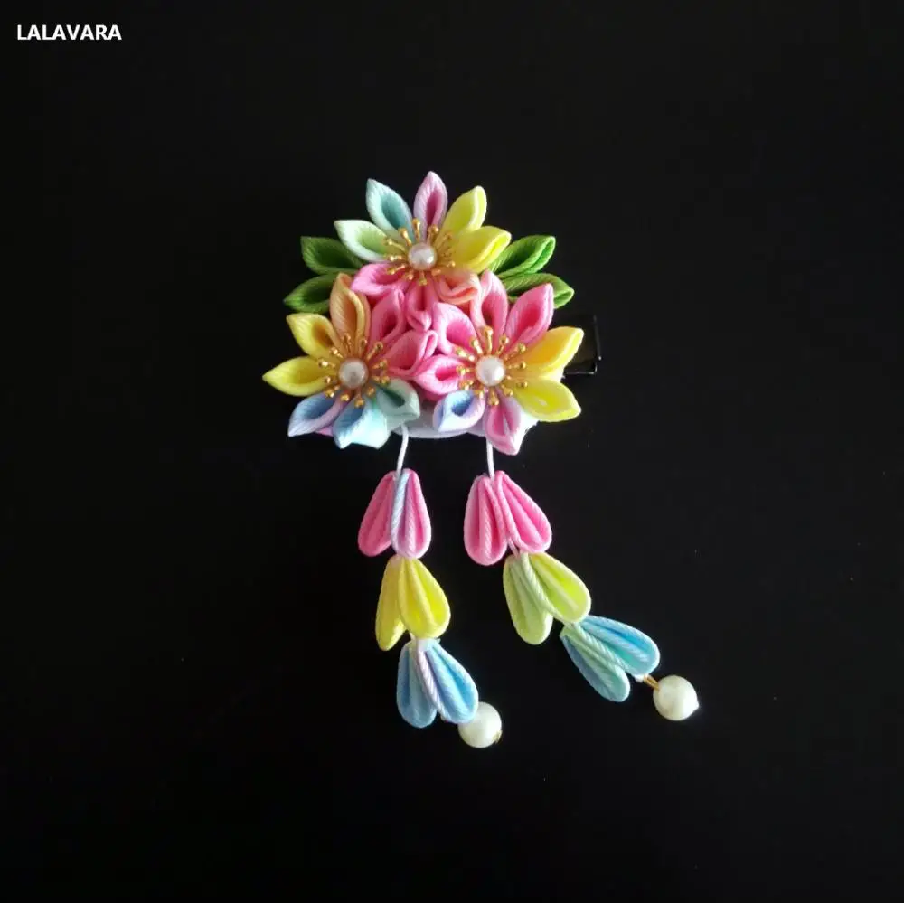 LALAVARA 10 шт. японские кимоно заколки kanzashi цветок заколки для волос для женщин детей девочек аксессуары для волос - Цвет: D