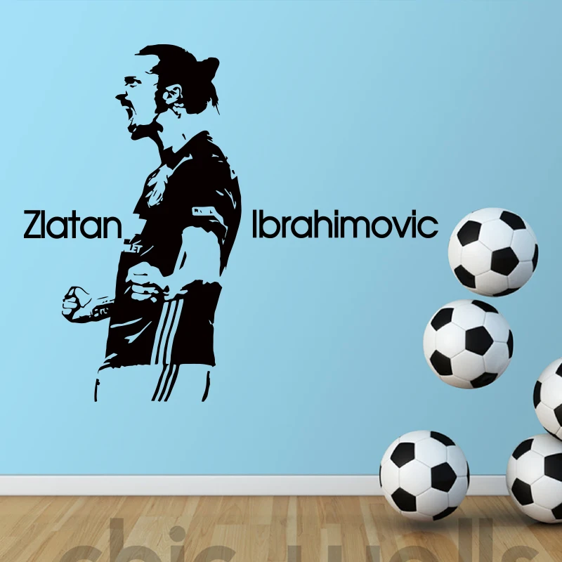 

Design Zlatan Ibrahimovic Figure Wall Sticker Vinyl DIY home decor football star Decals soccer athlete Player kids room