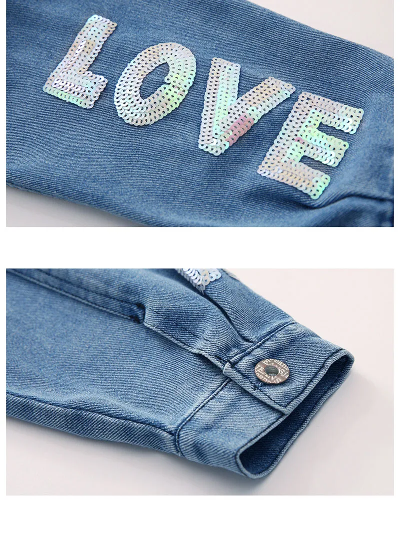 Unicórnio de Lantejoulas Jaqueta para Meninas Outono do Bebê Denim Cabolsas Crianças Roupas Meninas Outerwear Jean Jaquetas Criança 19 Mamãe e Bebê
