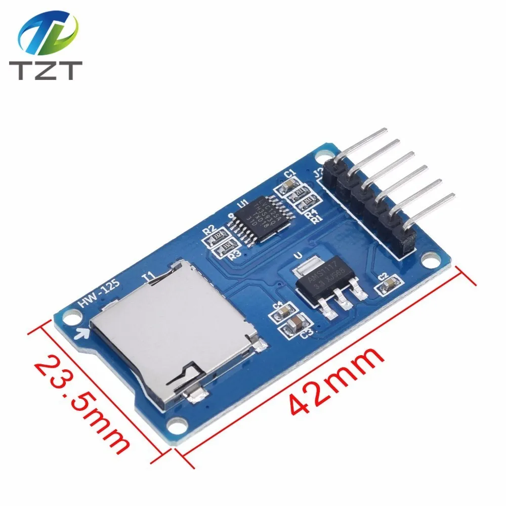 Модуль считывания карт Micro SD Mini TF интерфейсы SPI с чипом преобразователя уровня 5 В/3