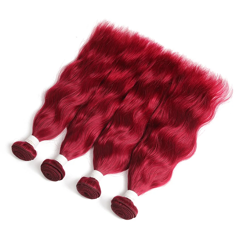 99J/темно-Красного цвета естественно волнистые бразильские волосы ткет Комплект Кеми волосы Remy человеческих волос ткать 2/3/4 шт. Bundes