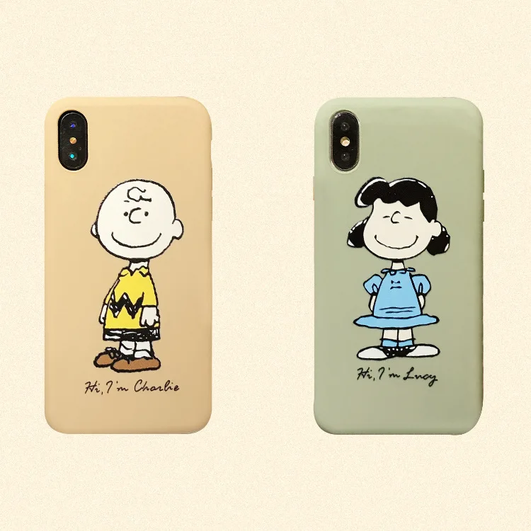 

Cartoon Boy Girl Cute iphonecase for 6s 7 8plus xs max Half-wrapped Case Waterproof Anti-knock