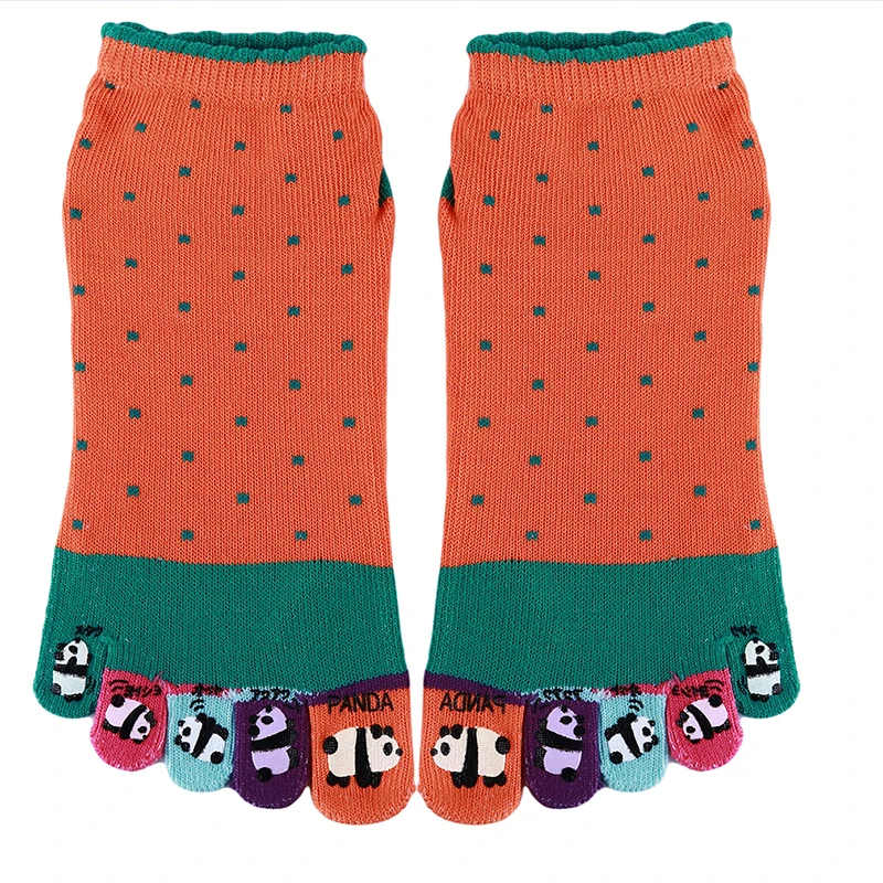 Домашние противоскользящие носки для пилатеса с пятью пальцами; женские хлопковые носки с забавными рисунками; раздельные мужские спортивные носки для женщин - Цвет: orange