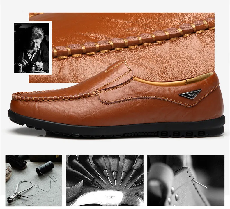 Для мужчин кожаные туфли-Лоферы повседневная обувь Для мужчин Туфли без каблуков Мягкие Мокасины; Слипоны для мужские лоферы обувь для вождения, Мужская 45, 46, 47 RMC-043