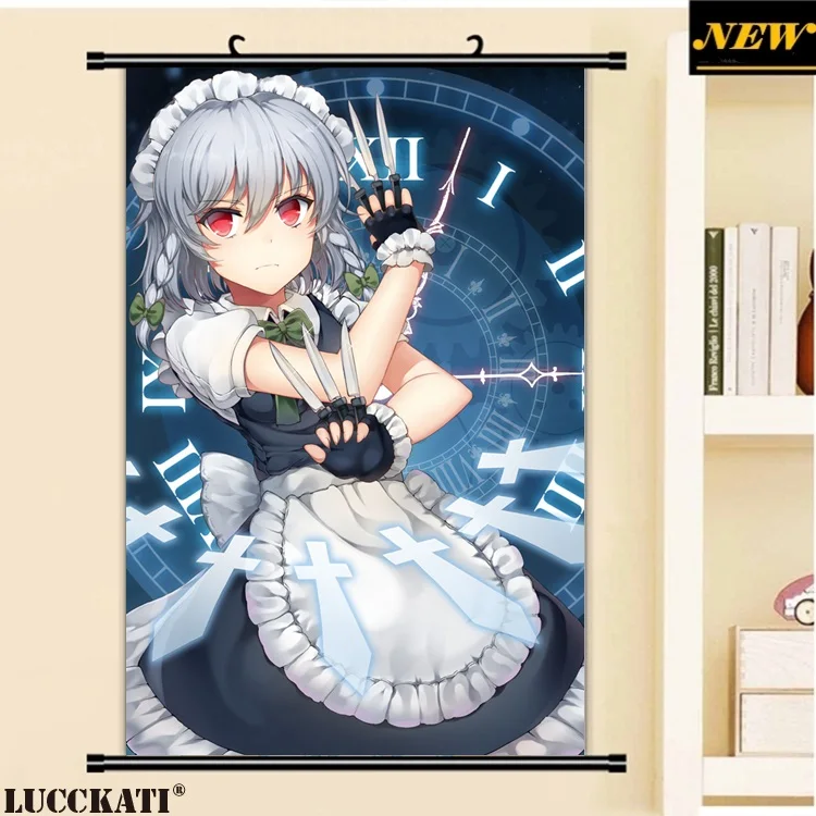 

40X60CM ZUN Touhou Project izayoi sakuya maid nopan cameltoe loli cartoon anime wall picture mural scroll poster canvas painting