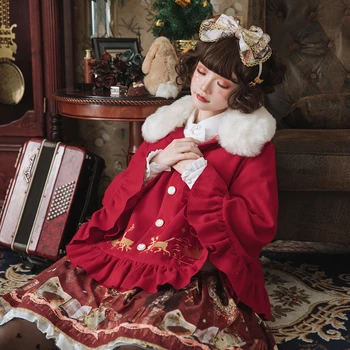 

Jaquetas Feminino Real Brocade Garden Originally Autumn And Winter Women's Wear New Wool Cloak Lolita Elk Embroidered Coat 2019