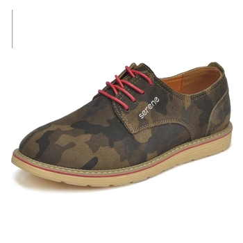 

Nice Great Men Suede Leather Shoes Fashion Camouflage Pattern Lace-up Men Casual Shoes Non-slip Wear Zapatillas Hombre 6188