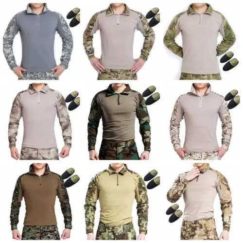 

Military TACTICAL COMBAT UNIFORM USMC GEN3 LONG SLEEVE SLIM FIT COMBAT SHIRT AIRSOFT GEAR WITH ELBOW PADS