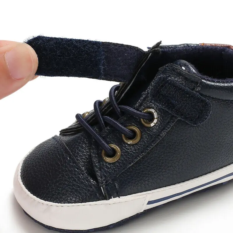 Newborn Baby Boy Girl Soft Sole Leather Crib Shoes Solid Causal Hook 0-18M Kids Shoes
