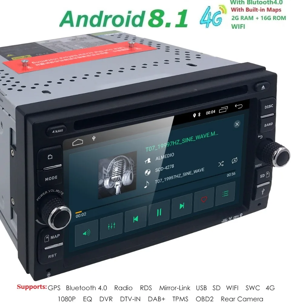 

Quad Core Android 9.0 4G WIFI Double DIN Touch screen Car DVD Player Radio Stereo GPS Navi DVR DAB SWC BT MAP Mirror-link RDS