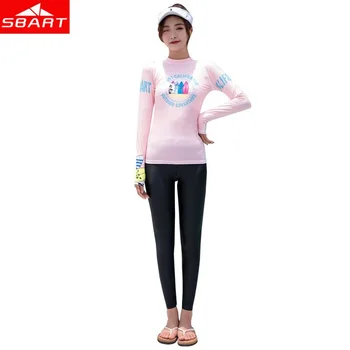 

SBART 4 Piece Women Swimwear Long Sleeve Rash Guard Surfing Breathable Quick Dry Sun Swimsuit sunscreen UPF50+ Beach Wear