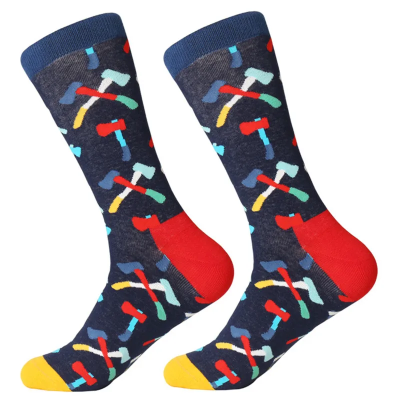 MYORED/1 пара, Прямая поставка, осень, весна, зима, цветные хлопковые мужские носки с забавным рисунком, носки хараюку, Calcetines de hombre - Цвет: 1335C