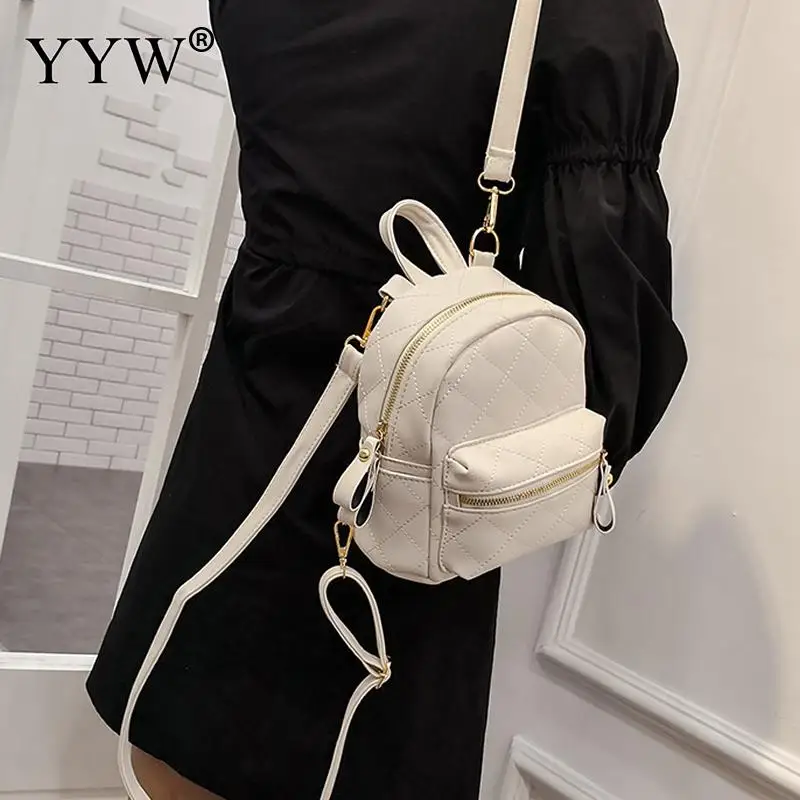 Маленький мини-рюкзак белого и черного цвета, Женский однотонный кожаный рюкзак для девочки, для путешествий, водонепроницаемая модная сумка на плечо, вечерние