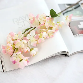 

Artificial Flowers Cherry Blossoms Plastic Fake Plants Home Wedding Diy Decoration Silk Small Holding Bouquet Decor Japan