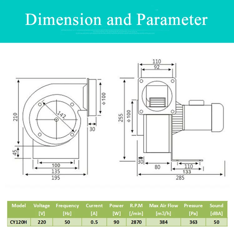 CY120H высокотемпературный вентилятор промышленные центробежные вентиляторы sirocco вентилятор sotve камин котел вентилятор экстрактор 220 В