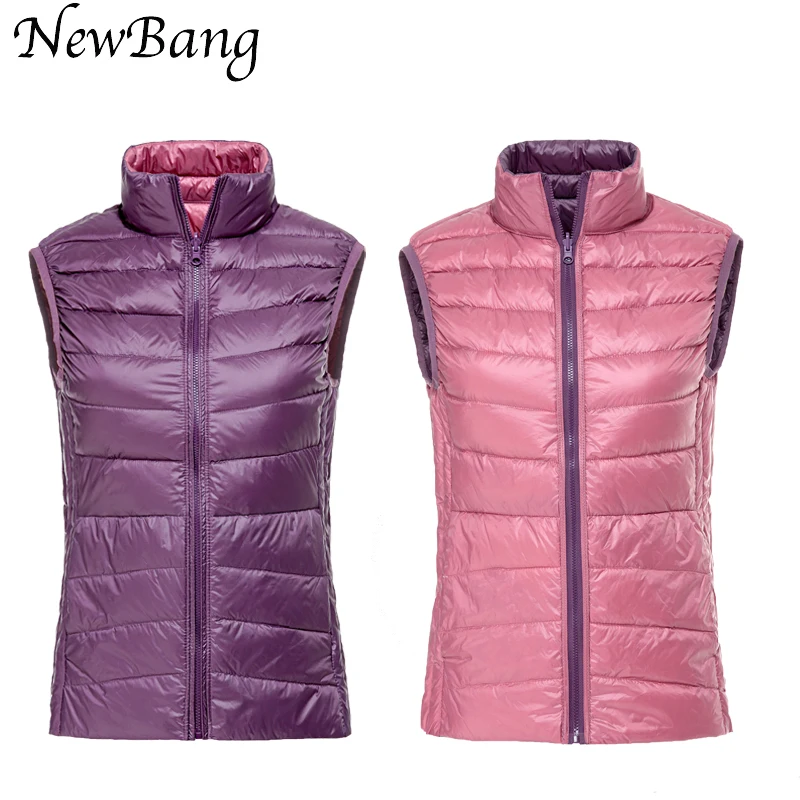 Бренд NewBang, большой размер, 6XL, ультра-светильник, жилет для женщин, плюс утиный пух, без рукавов, Женский светильник, вес, водонепроницаемый, портативное пальто