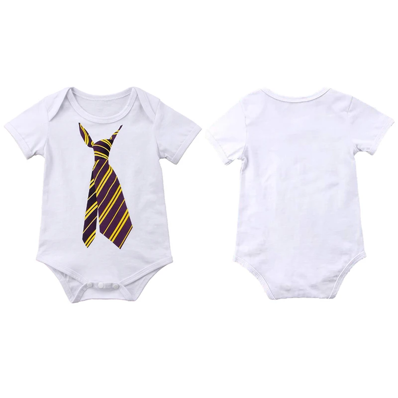 

Infant Baby Boys Girld Unisex Rompers Short Sleeve Fake Tie Print Rompers Kids Girls Boys Jumpsuit Newborn Clothes Rompers L