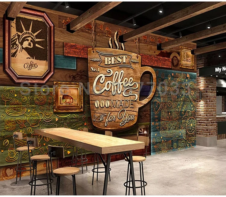 На заказ 3D нарисованный вручную Премиум винтажное кафе настенное покрытие водостойкие обои кафе ресторан фон стены домашний Декор 3D Фреска