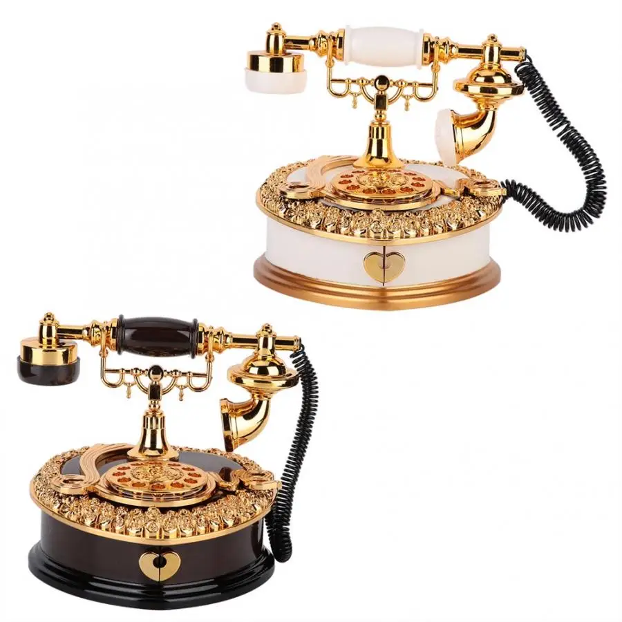 

Lover Wedding Home decor Music Box Classical Red Telephone Figurine Desktop Jewelry Box Luxurious Gift High Quality Music Box