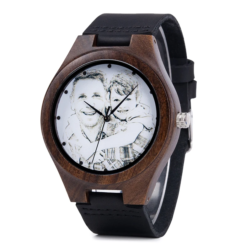Watch Men Personal Customize Picture Family Birthday Gift Women Watches erkek kol saati BOBO BIRD Quartz Bamboo Engrave Logo