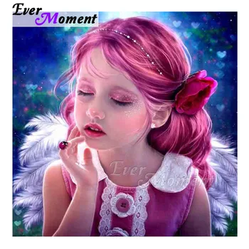 

Ever Moment Diamond Painting 5D DIY Full Square Drill Girl Feather Handmade 5D DIY Mosaic Diamond Embroidery Decoration 3F736