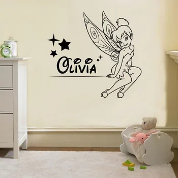 

2018 Personalized Custom Name Tinkerbell Vinyl Wall Art Sticker Nursery For Kids Rooms Decor Boys Bedroom Quote Decals D722