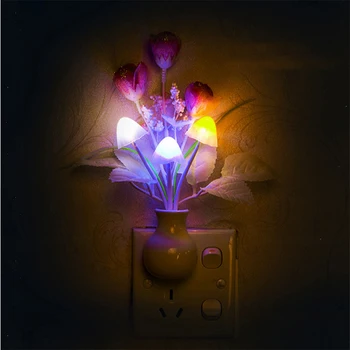 

Led Light Sensor Night Light for Children Home Decor Lights EU US Plug Led Color Change Night Led Light Mushroom Lamp Kids